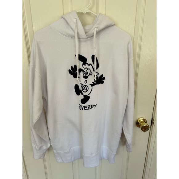Uniqlo Verdy‎ Hoodie Mens Small White Pullover Hoodie Sweatshirt Felt Graphic e2 - Picture 1 of 4